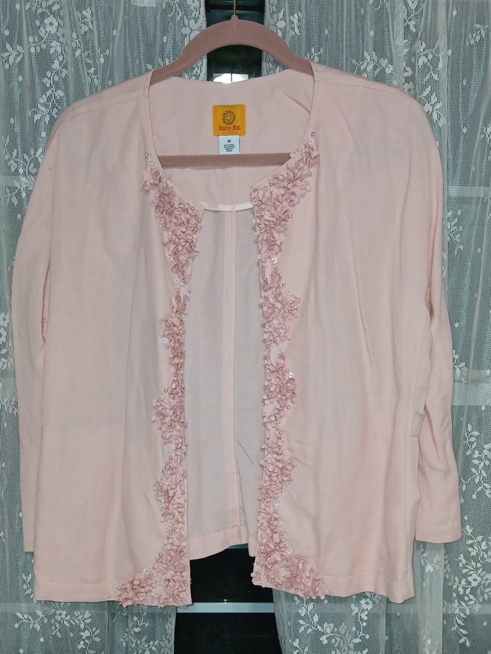 Ruby Rd. Size 14 Light Blush Pink Embellished Open Top